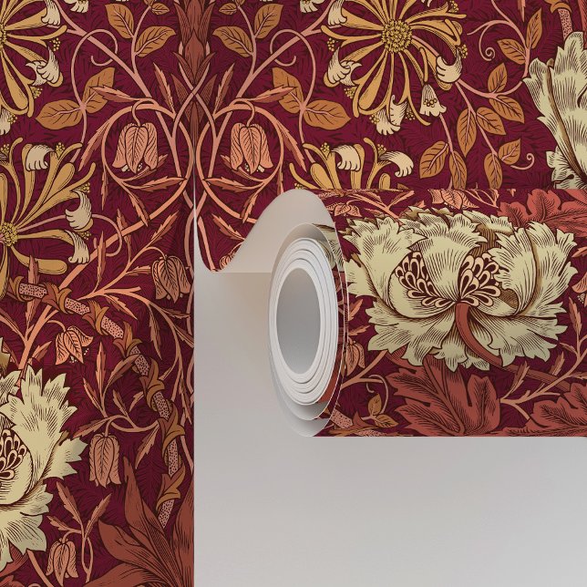Deep Red & Gold Victorian Honeysuckle Wallpaper (Creator Uploaded)