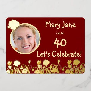 Deep Red & Gold Wild Poppy 40th Birthday