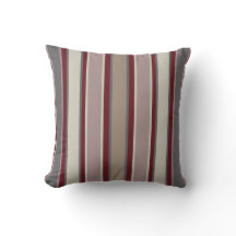 Deep Red, Grey Mauve beige Stripe Cushion 5