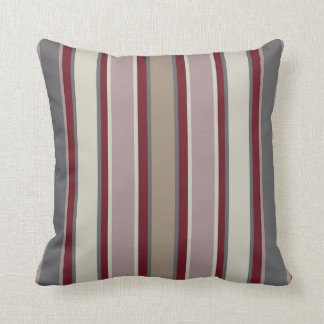 Deep Red, Grey Mauve beige Stripe Cushion 5