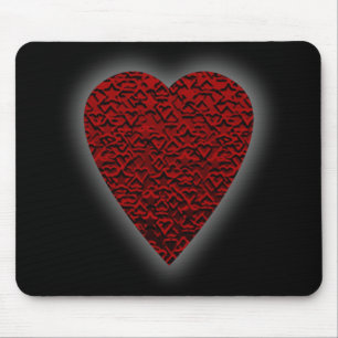Deep Red Heart. Patterned Heart Design. Mouse Mat