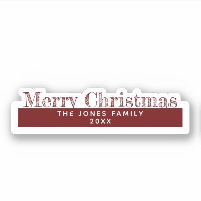 Deep Red Kiss-Cut Merry Christmas with Family Name (Front)