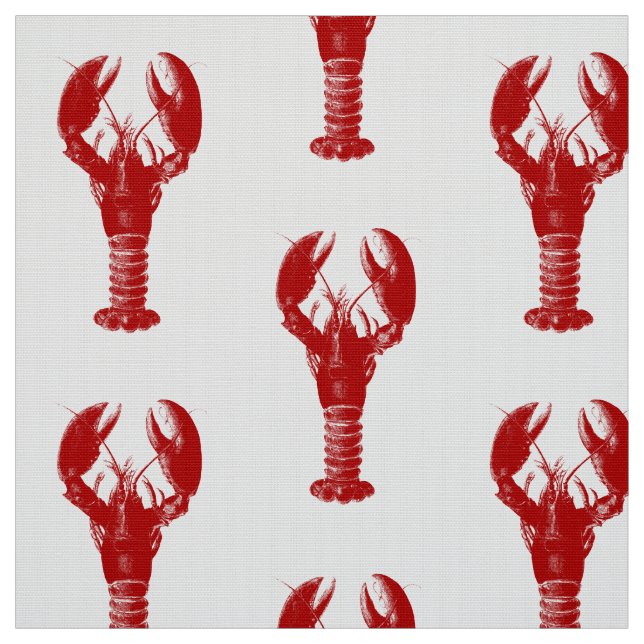 Deep Red Lobster on White Fabric (Swatch)