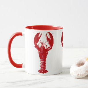 Deep Red Lobster on White  Mug