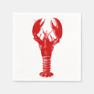 Deep Red Lobster on White Napkin