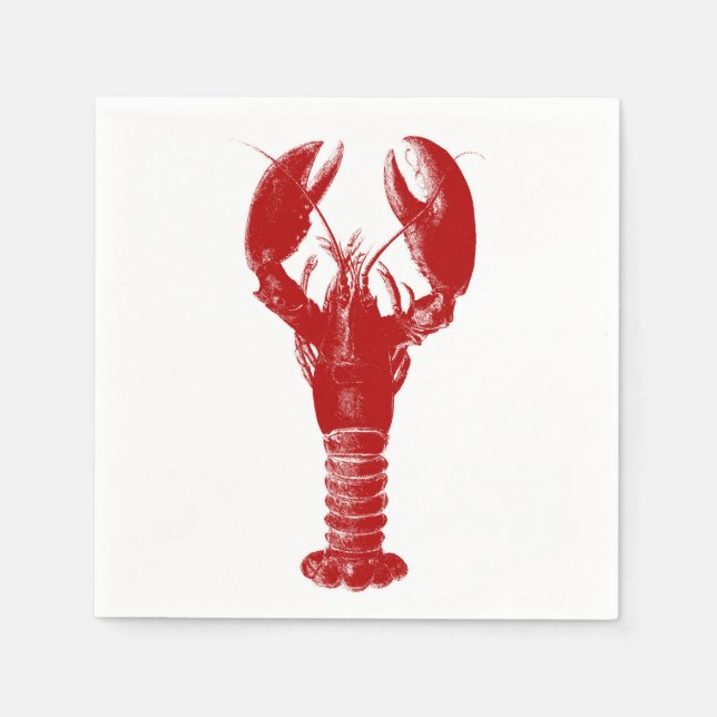 Deep Red Lobster on White Napkin (Front)