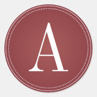 Deep Red/Maroon Monogram Initial Wedding Sticker