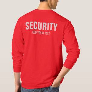 Deep Red Mens Double Sided Long Sleeve Security T-Shirt