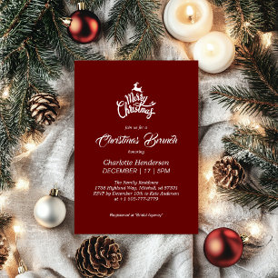 Deep Red Merry Christmas Bridal Brunch Invitation