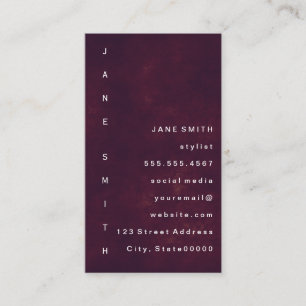 Deep Red Modern Grunge with Vertical Text Business Card