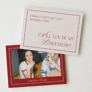 Deep Red Old Money Will You Be My Bridesmaid Card