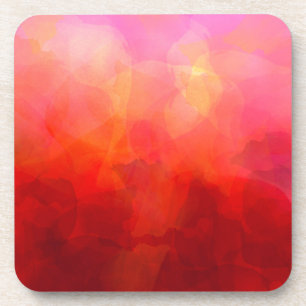 Deep Red Orange Yellow Watercolor Background Coaster