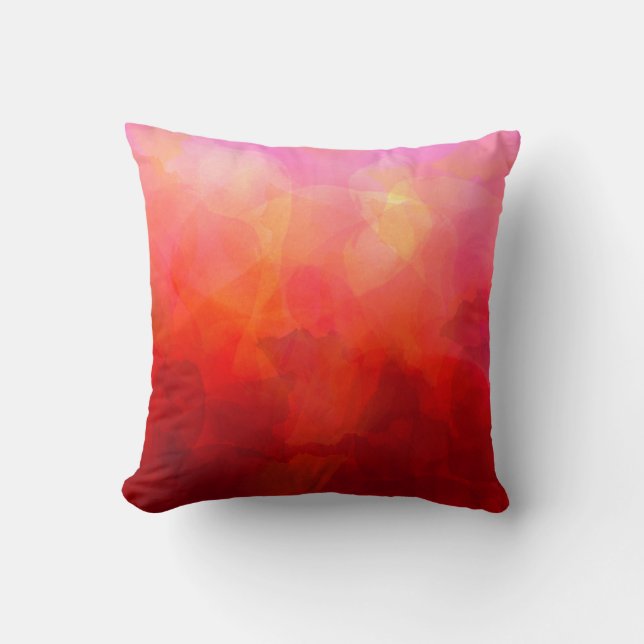 Deep Red Orange Yellow Watercolor Background Cushion (Front)