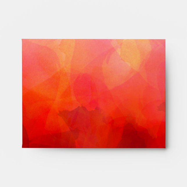 Deep Red Orange Yellow Watercolor Background Envelopes (Front)
