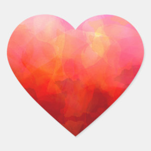 Deep Red Orange Yellow Watercolor Background Heart Sticker