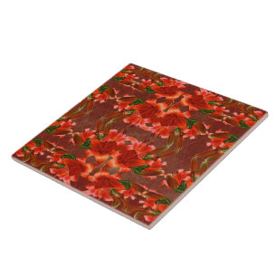 Deep Red Oriental Lily - Enhanced Tile