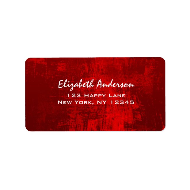 Deep Red Painted Texture Abstract Background Label (Front)