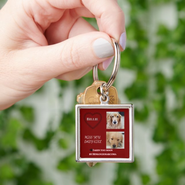 Deep Red Pet Loss Keepsake Key Ring (Hand)