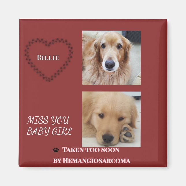 Deep Red Pet Loss Tribute Magnet (Front)