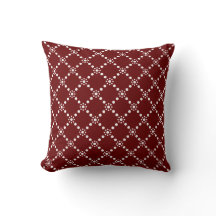 Deep Red Pillow with Elegant White Dotted Lattice 