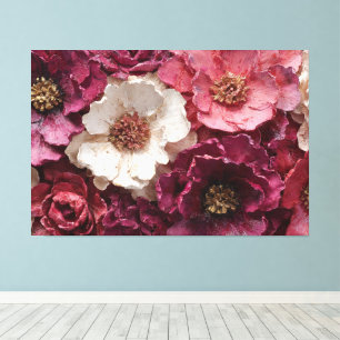Deep Red, Pink, and Cream Roses with Golden Centre Canvas Print
