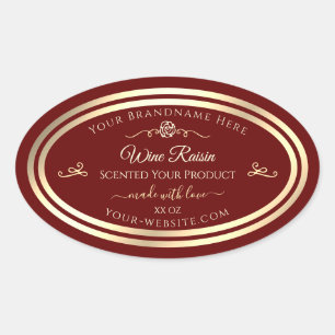Deep Red Product Label Gold Frame and Vintage Rose