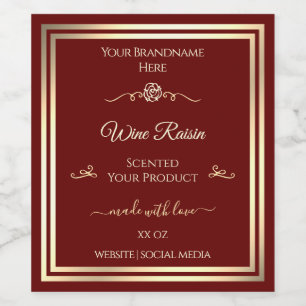 Deep Red Product Label Gold Frame and Vintage Rose