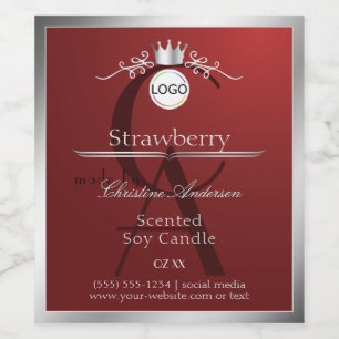 Deep Red Product Label Silver Frame Logo Monogram