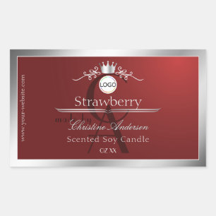 Deep Red Product Label Silver Frame Logo Monogram
