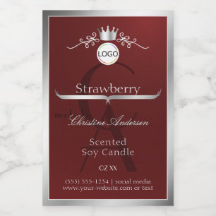 Deep Red Product Label Silver Frame Logo Monogram