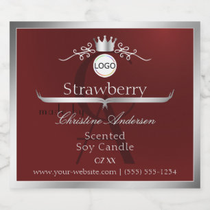 Deep Red Product Label Silver Frame Logo Monogram
