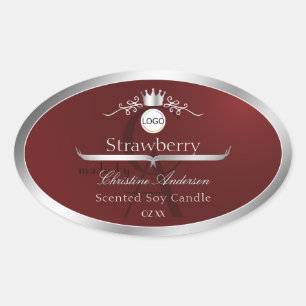 Deep Red Product Label Silver Frame Logo Monogram