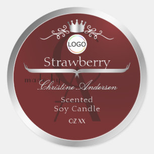 Deep Red Product Label Silver Frame Logo Monogram