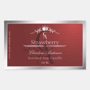 Deep Red Product Label with Silver Frame Monogram