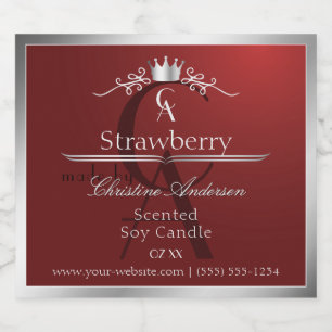 Deep Red Product Label with Silver Frame Monogram