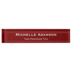 Deep Red Professional Plain Modern Nameplate