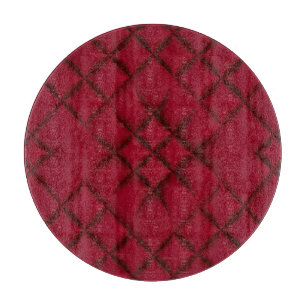 Deep Red Quilted Leather Pattern Cutting Board