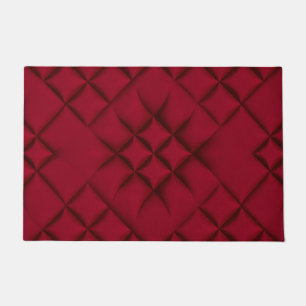 Deep Red Quilted Leather Pattern Doormat
