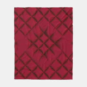 Deep Red Quilted Leather Pattern Fleece Blanket