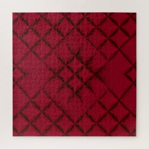 Deep Red Quilted Leather Pattern Jigsaw Puzzle