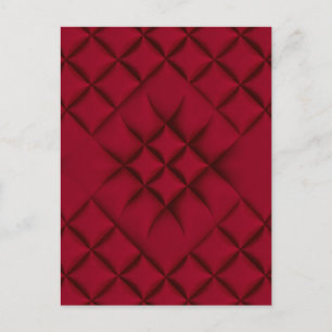 Deep Red Quilted Leather Pattern Postcard