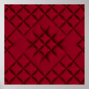 Deep Red Quilted Leather Pattern Poster