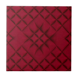 Deep Red Quilted Leather Pattern Tile