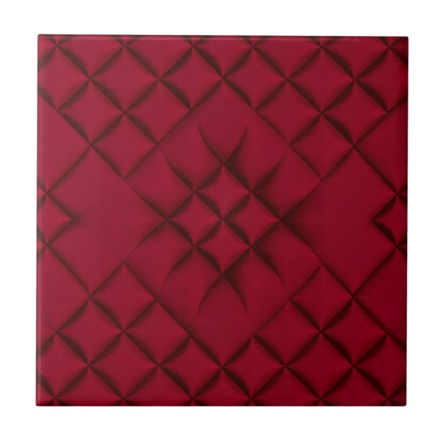 Deep Red Quilted Leather Pattern Tile (Front)