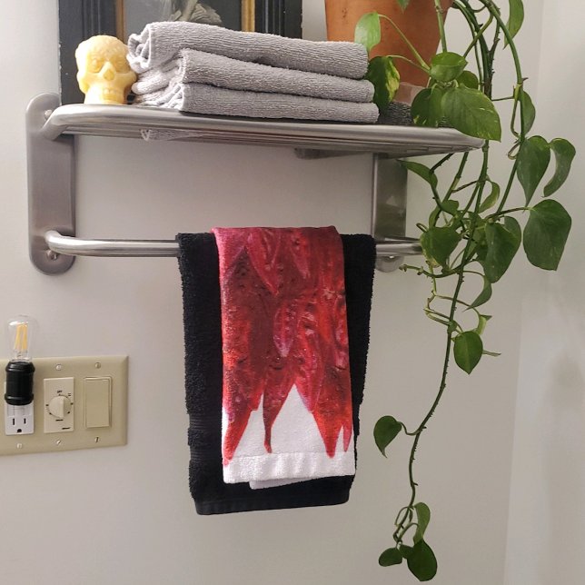 Deep Red Rib Petals Scan  Hand Towel (Creator Uploaded)