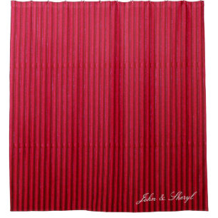 Deep Red Ribbed Vertical Lines Shower Curtain