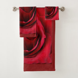 deep red rose bath towel set