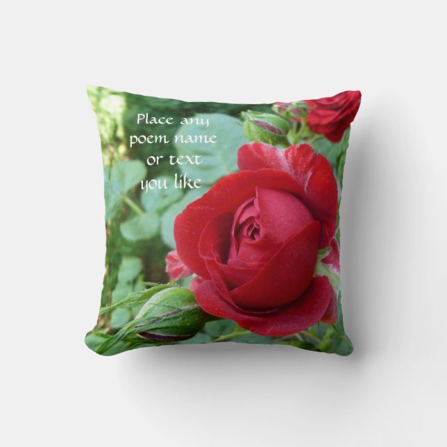 Deep red rose bud pillow (Front)