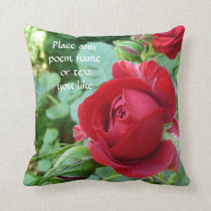 Deep red rose bud pillow
