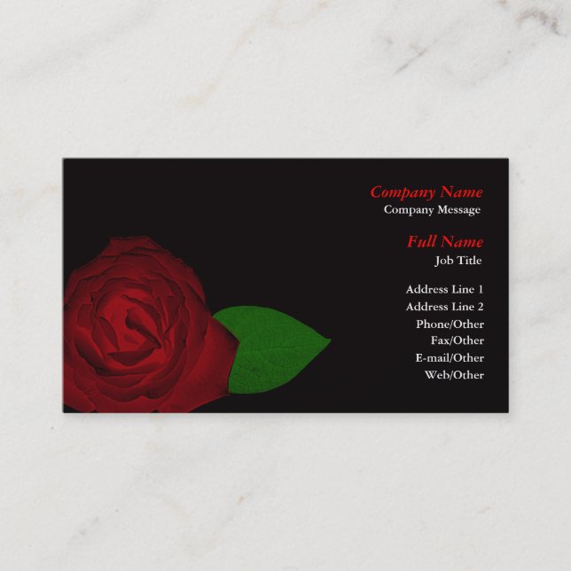 Deep Red Rose Business Card Template (Front)